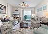 Enjoy endless views of the Gulf while relaxing comfortably in the spacious living area.