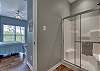 Private access to the guest bathroom is offered from the bedroom that offers queen bedding