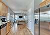 The spacious kitchen is conveniently open to the living area 