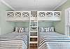 Guest bedroom 2 offers built in bunks with 2 queens underneath. This space is capable of sleeping 6 comfortably. Perfect for the kids or able to accommodate a family.