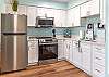 The newly renovated fully stocked kitchen offers all you need for preparing meals during your stay.