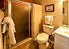 Bathroom 2 offers a standing shower, single vanity, and is fully stocked with linens for your stay