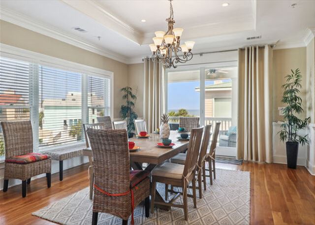 With beach views, the dining table seats 10 comfortably!