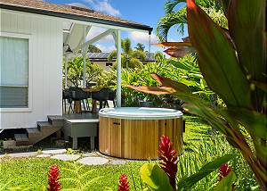 Relax and unwind in the newly added hot tub