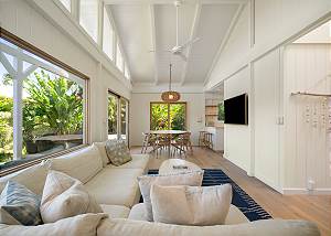 Easy flow from living to dining to kitchen