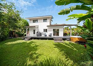 The inviting backyard is perfect for entertaining