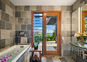 Gorgeous stone tub with ocean views