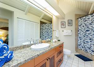 Guest bathroom off of the upstairs bedroom