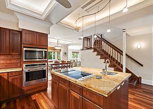 The kitchen island is a great place for cooking and prep