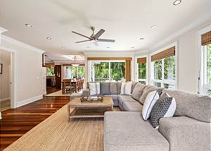 An inviting living room offers spaciousness and comfort