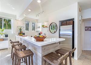 Dining area with large kitchen island for added seating