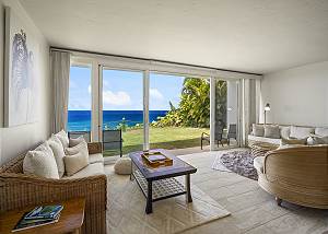 The living room provides magnificent ocean views
