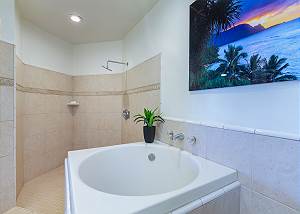 Master Bathroom is spa like.  Rain Shower, 2 sinks