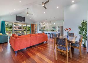 Dining area and living room