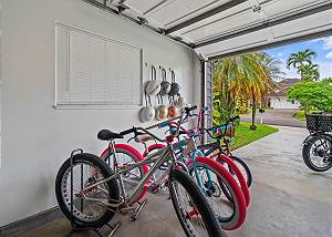 With many amenities, this home offers bikes for guests to use