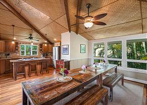 Dining area with large kitchen island for added seating