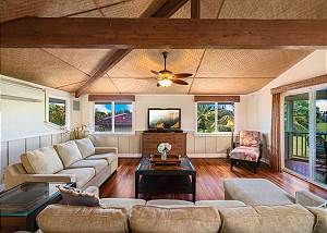 Unique, open beam and Hawaiiana weave ceilings