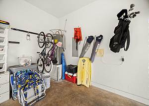 Garage is loaded with beach gear