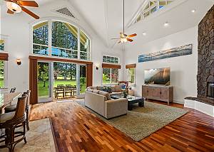 Stunning hardwood floors and vaulted ceilings