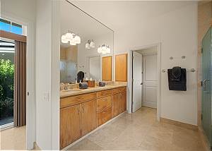 Spacious bathroom with dual sinks
