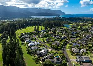 Aerial view of the home, Princeville and Hanalei