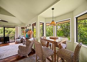 Dining table with tropical views
