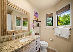 Guest bathroom is a full bathroom with shower