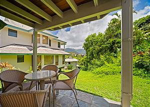 Lower level deck with lush views
