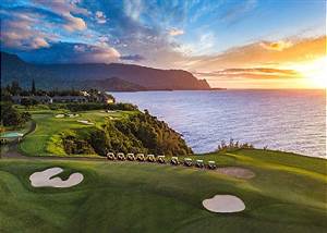 Enjoy a sunset golf cart tour on the Makai Golf Course