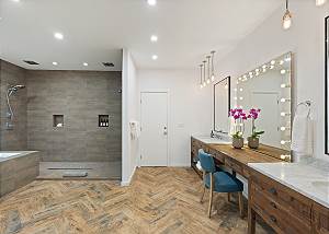 Primary bathroom with shower and tub