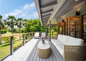 Enjoy cushioned porch views