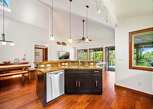 Kitchen island flow for community gathering