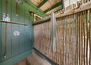 Outdoor shower to rinse off after a day at the Bay