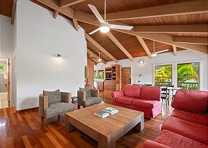 High vaulted ceilings make the space open and spacious