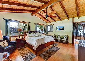 Master bedroom is spacious and cozy