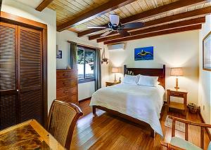 Guest bedroom with a Queen bed and desk