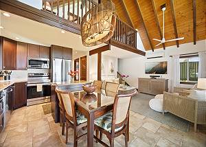 Dining area and kitchen flow seamlessly 
