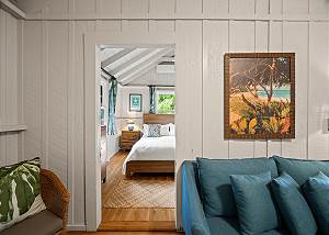 The Master bedroom on the other side of the living room