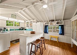 The kitchen's welcoming atmosphere greets you right away