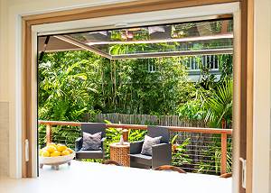 Kitchen window that open up for entertaining