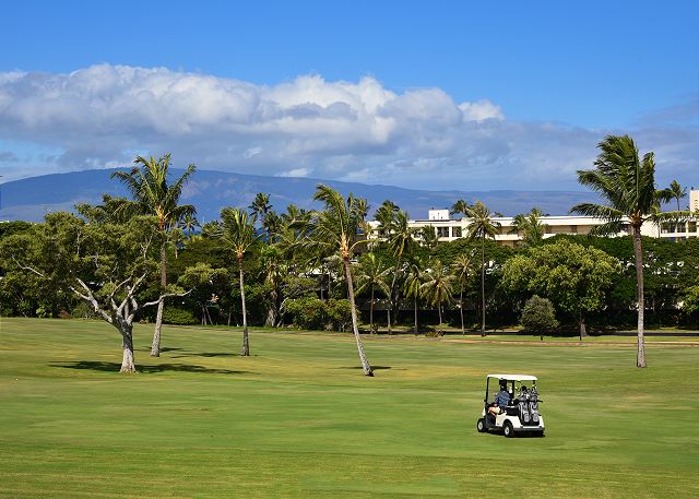 Beautiful open views of the lush Ka?anapali Golf Course from the resort grounds.