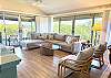 Super bright area with ocean views from living room. New Sofa and end chairs  Dec 2025