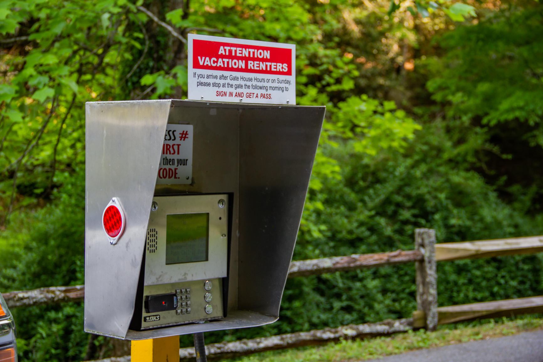 Access Box at front Gate for after Hours Check in
