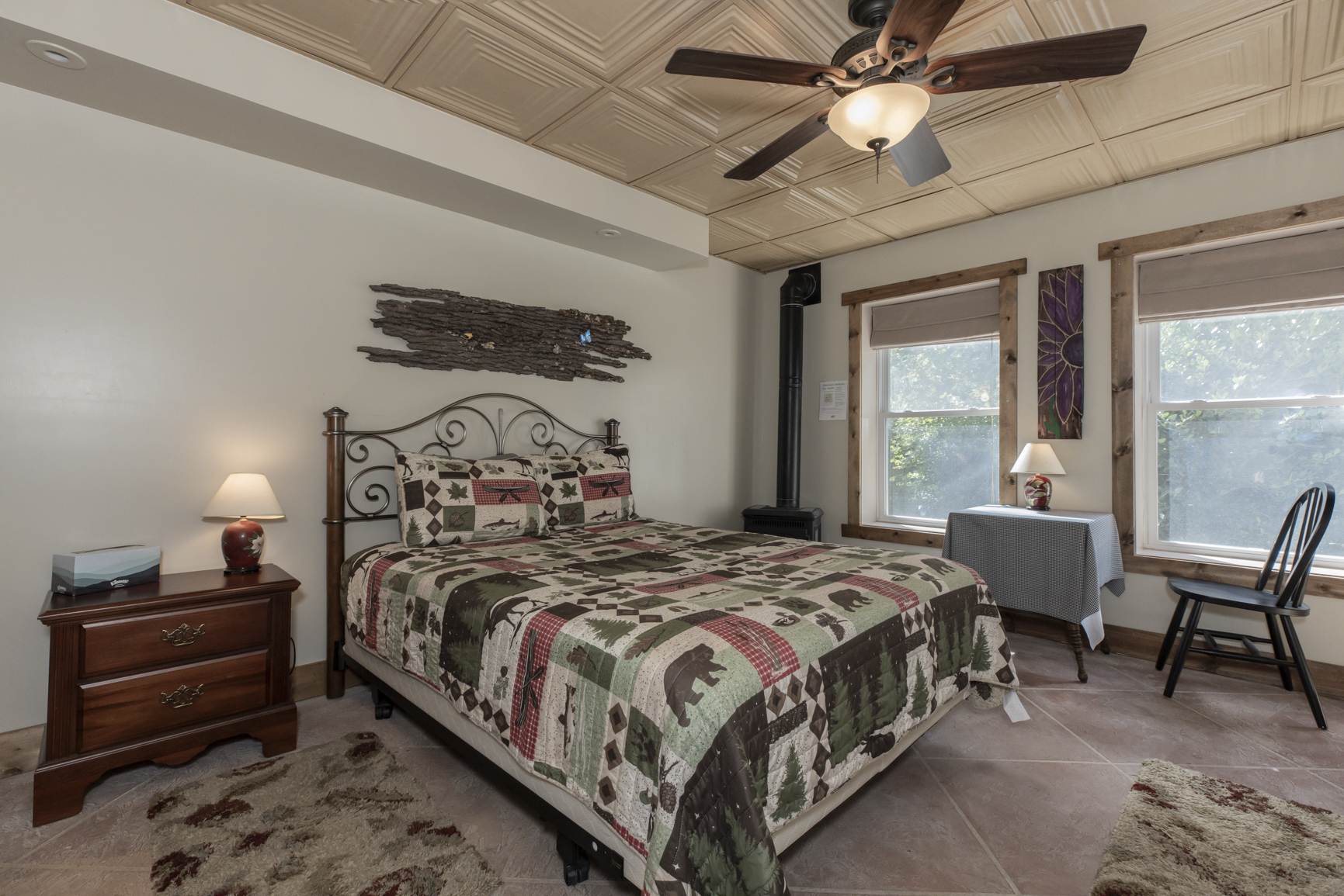 Basement level Queen bedroom enclosed