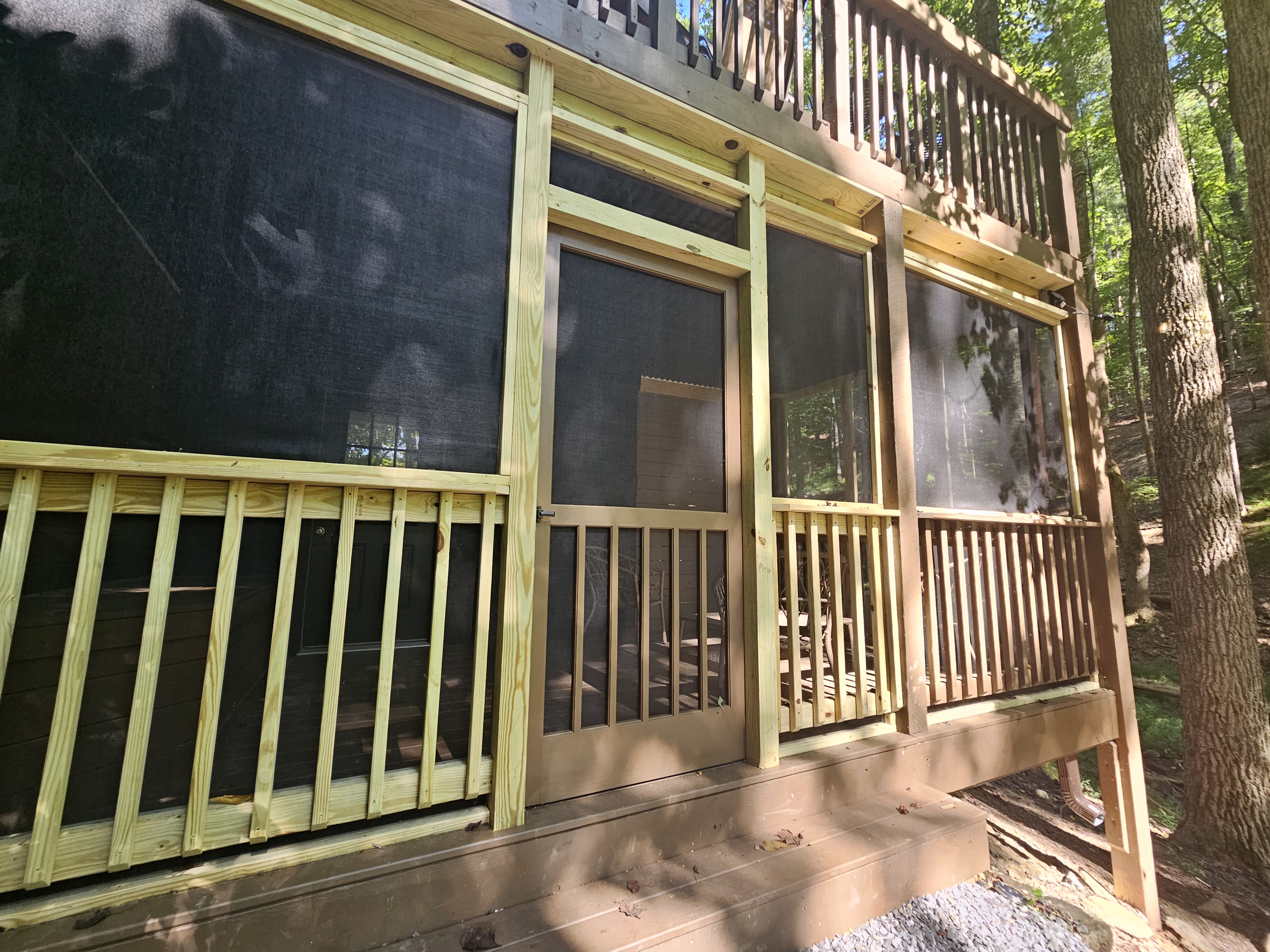New screened in porch on lower deck