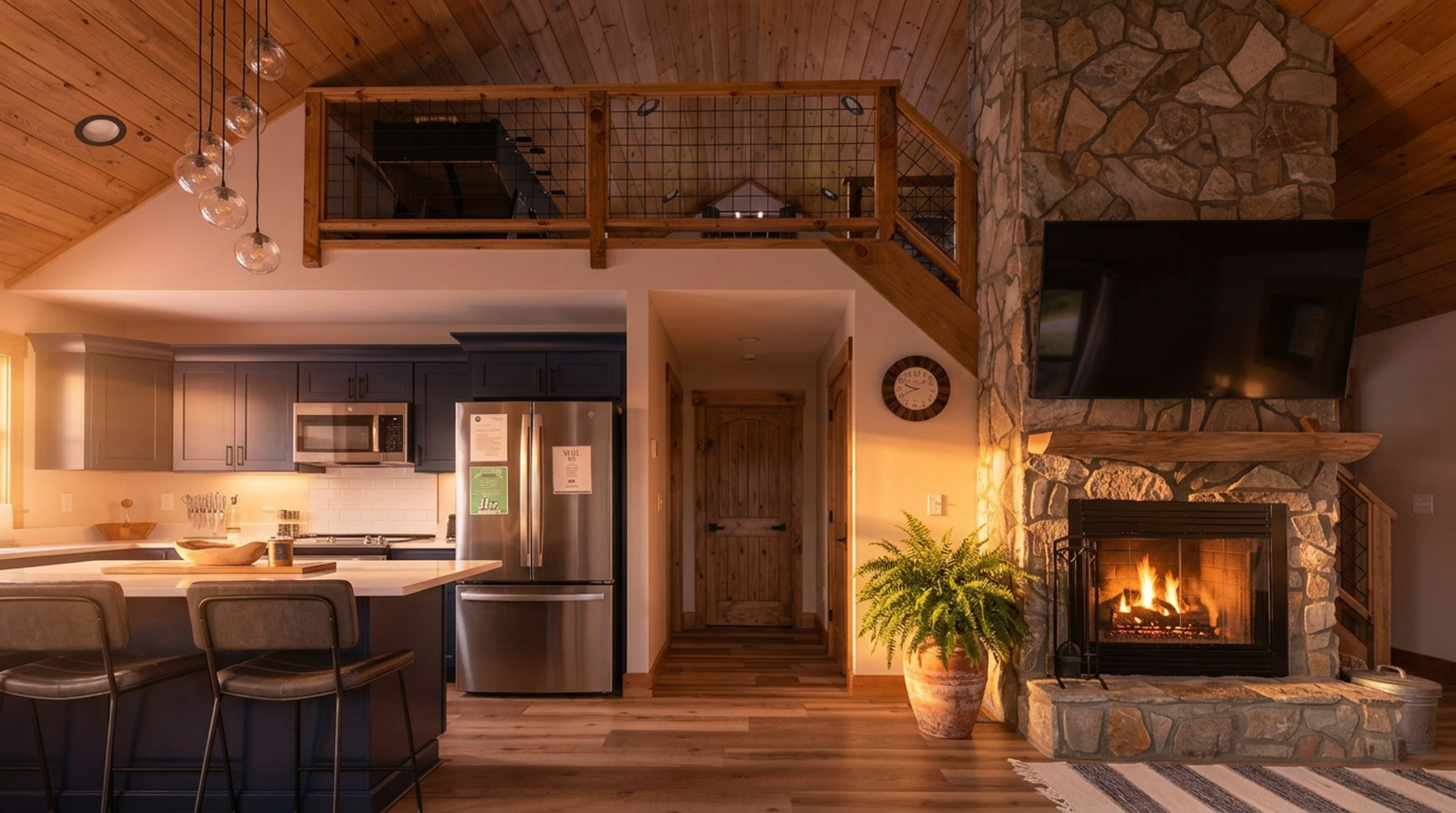 View of main living room up to loft