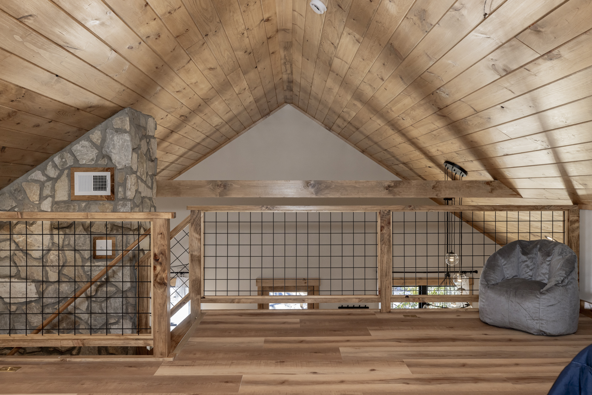 View from loft of Ceiling in great room