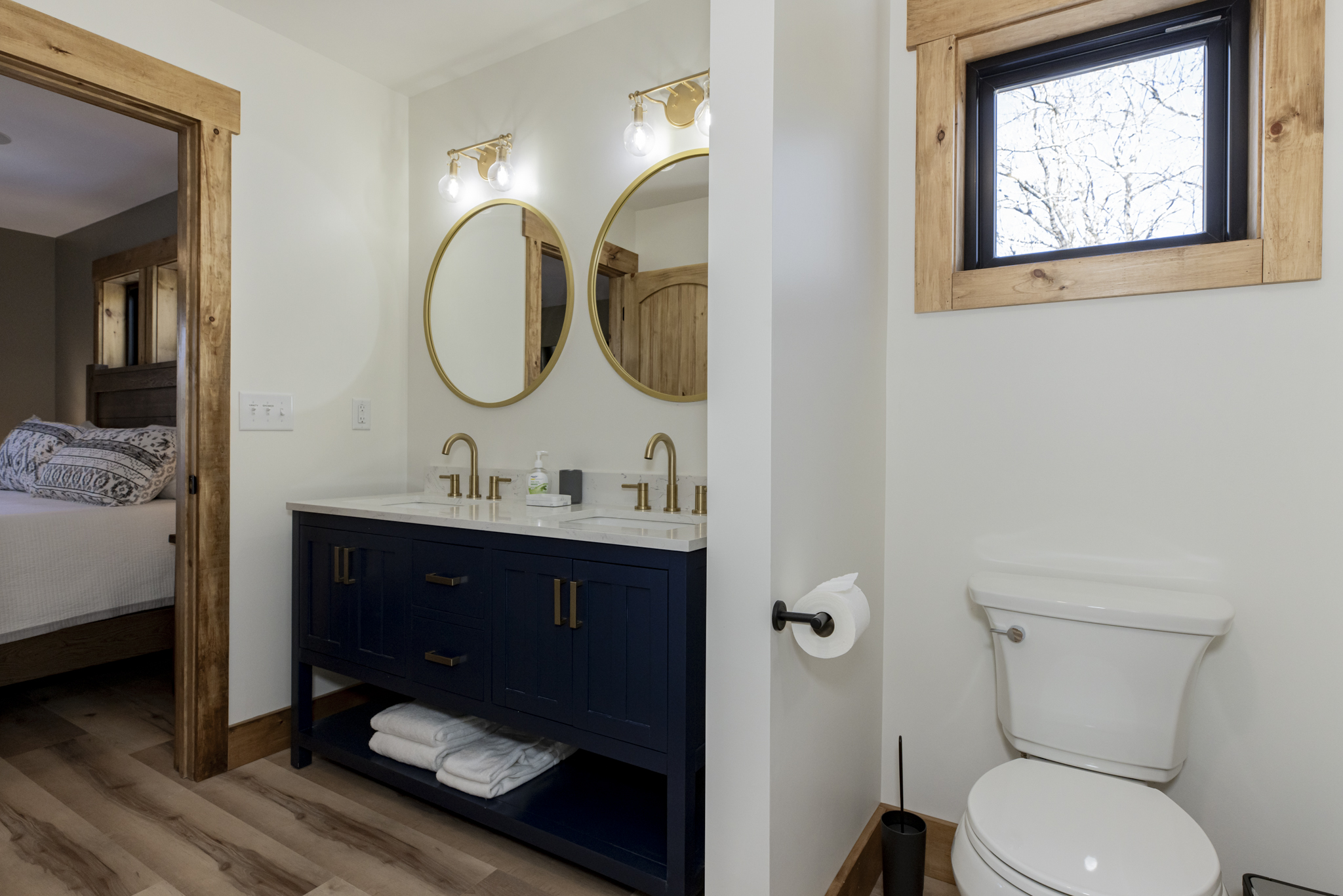 Main floor master bathroom dual vanities