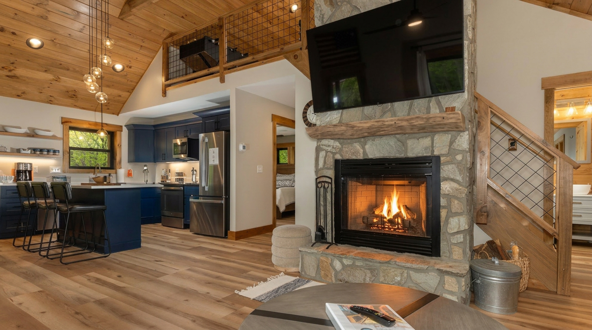 Main Floor Living Room Wood Burning Fireplace
