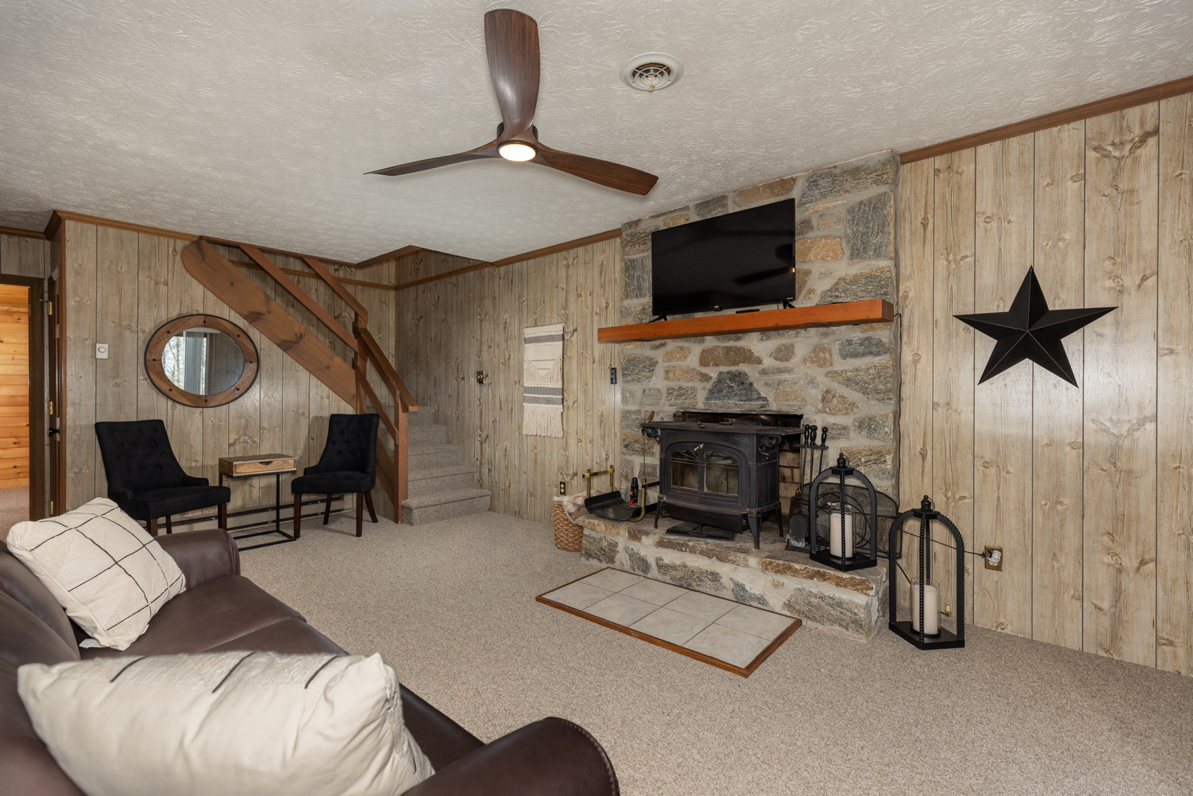 Basement Wood Burning Fireplace